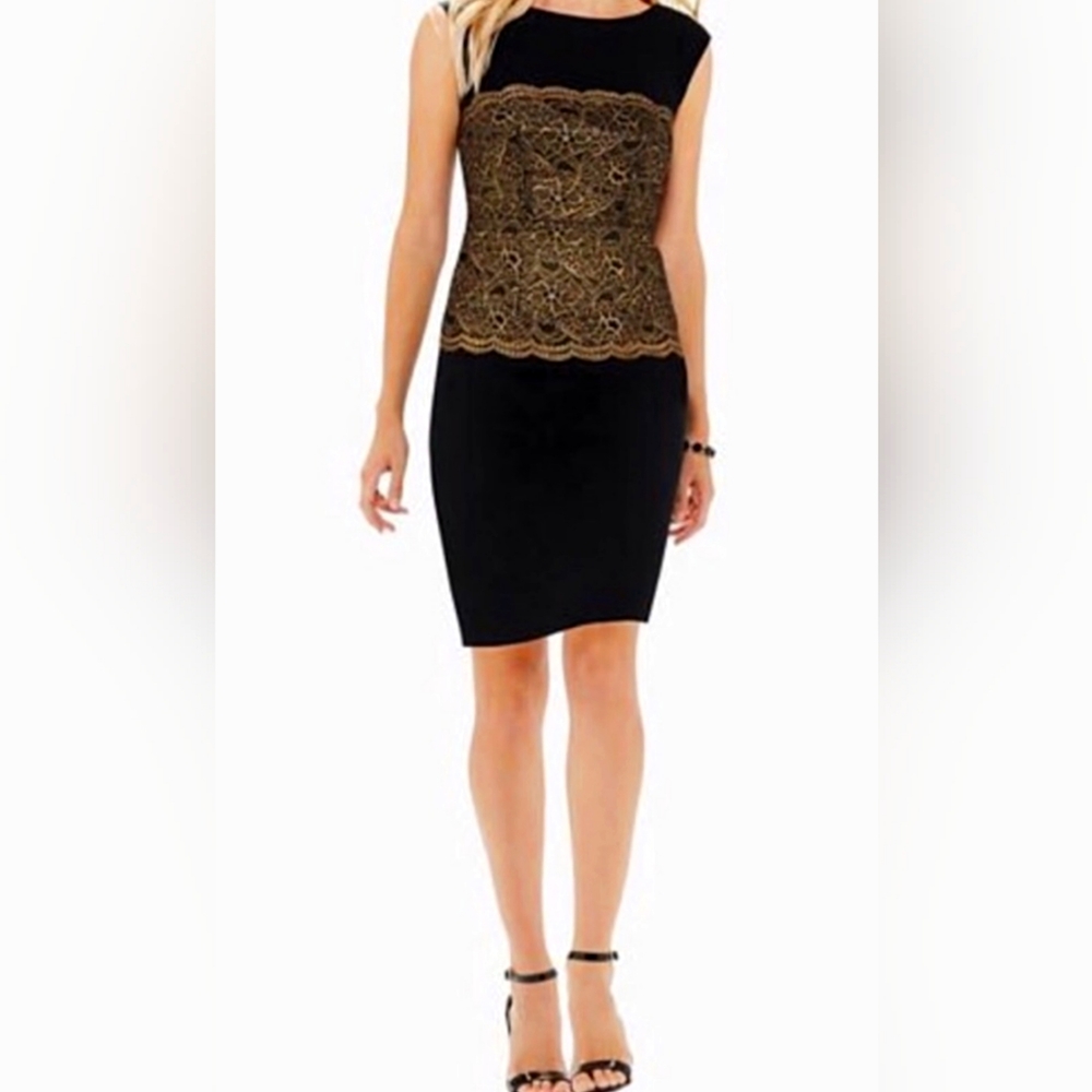 The Limited Brand, Black Sheath dress with gold lace , Size 10T